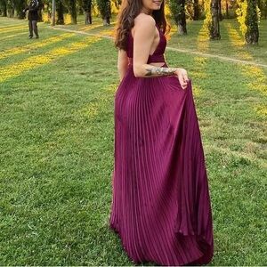 Lulus Minuet Elegant Burgundy Evening Gown